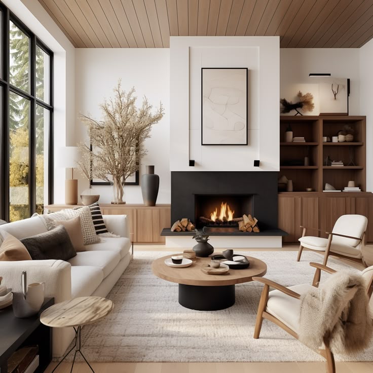 Đây là vật dụng không thể thiếu cho phong cách kiến trúc Rustic. Bởi lò sưởi mang đến sự yêu thương, ấm áp, giúp bạn có những giây phút thư giãn nhất