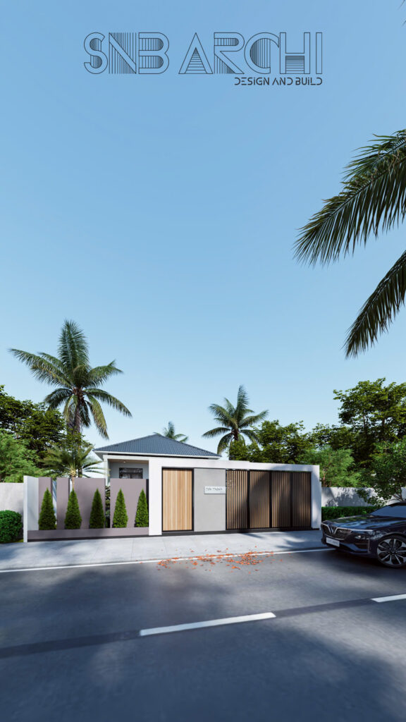 Phối cảnh tổng thể kiến trúc ngoại thất của mẫu villa nhà vườn mái nhật, thu hút từ cái nhìn đầu tiên 