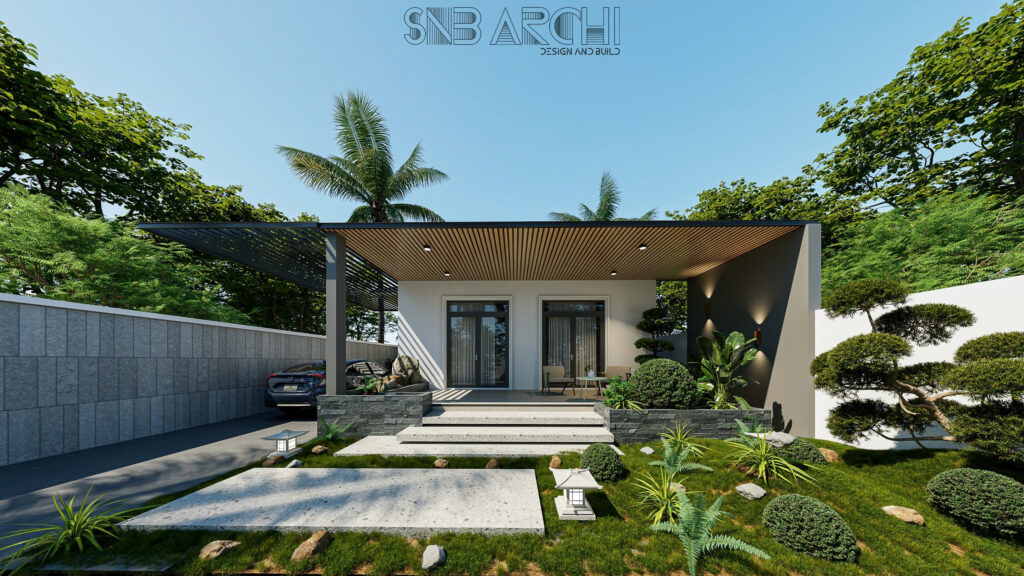 Mẫu nhà vườn hiện đại -Mang thiên nhiên vào trong ngôi nhà kết nối giữa sự hiện đại đổi mới và sự yên bình , mộc mạt của một không gian sống