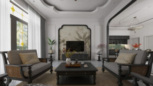 Phong cách thiết kế nội thất Indochine nổi bật với những vật liệu đậm chất Đông Dương.