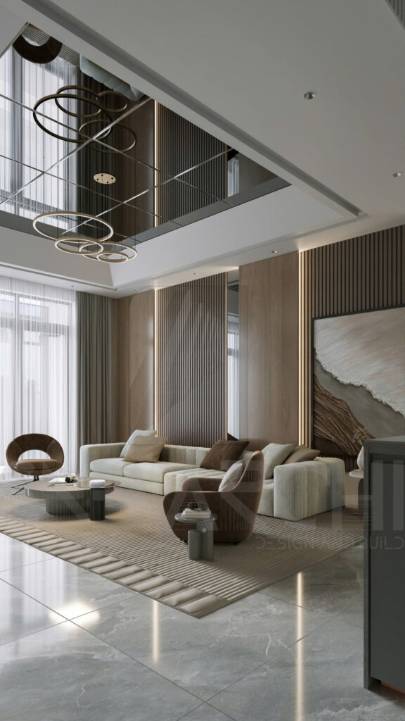 Gam màu trung tính cùng với đó là những vật liệu hiện đại sang trọng nhưng không quá rối mắt luôn là những sự lựa chọn hoàn hảo để kiến tạo không gian sống