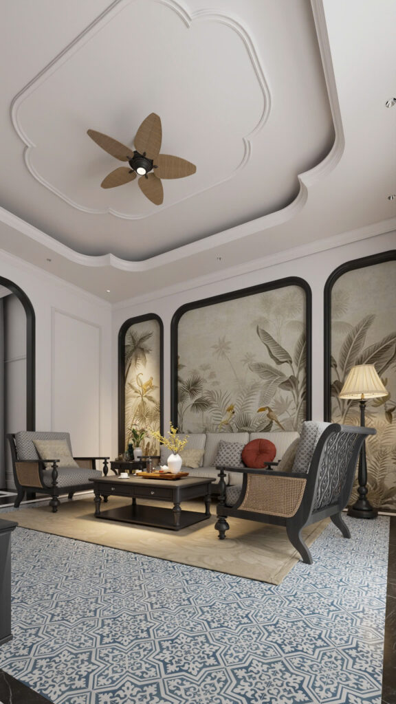 Chất liệu tự nhiên mang lại cảm giác mộc mạc, còn đường nét vuông vức, gọn gàng lại thể hiện tinh thần hiện đại.