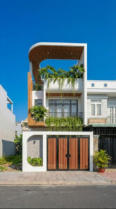 Mẫu Nhà Phố 3 Tầng Hiện Đại Với Đường Cong Tinh Tế